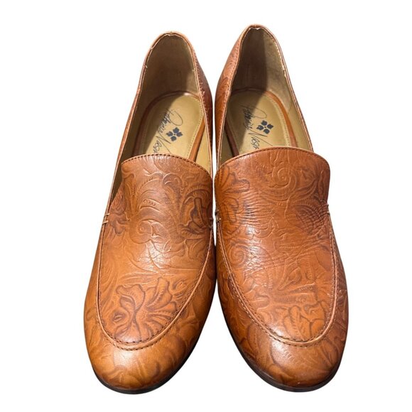 Patricia Nash Floral Tooled Leather Block Heel Pump Loafer Women EU 39 / US 9 - Picture 3 of 9